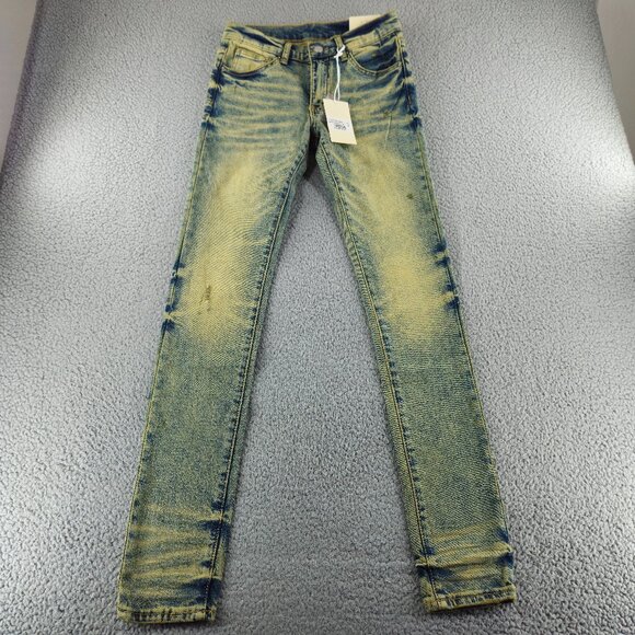 mnml X146 Stretch Denim Jeans Mens 28 Blue Distressed Slim Fit Stacked Skinny - Picture 1 of 16